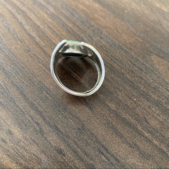 Turquoise Ring adjustable sterling  silver 925 size 7 - Picture 3 of 5